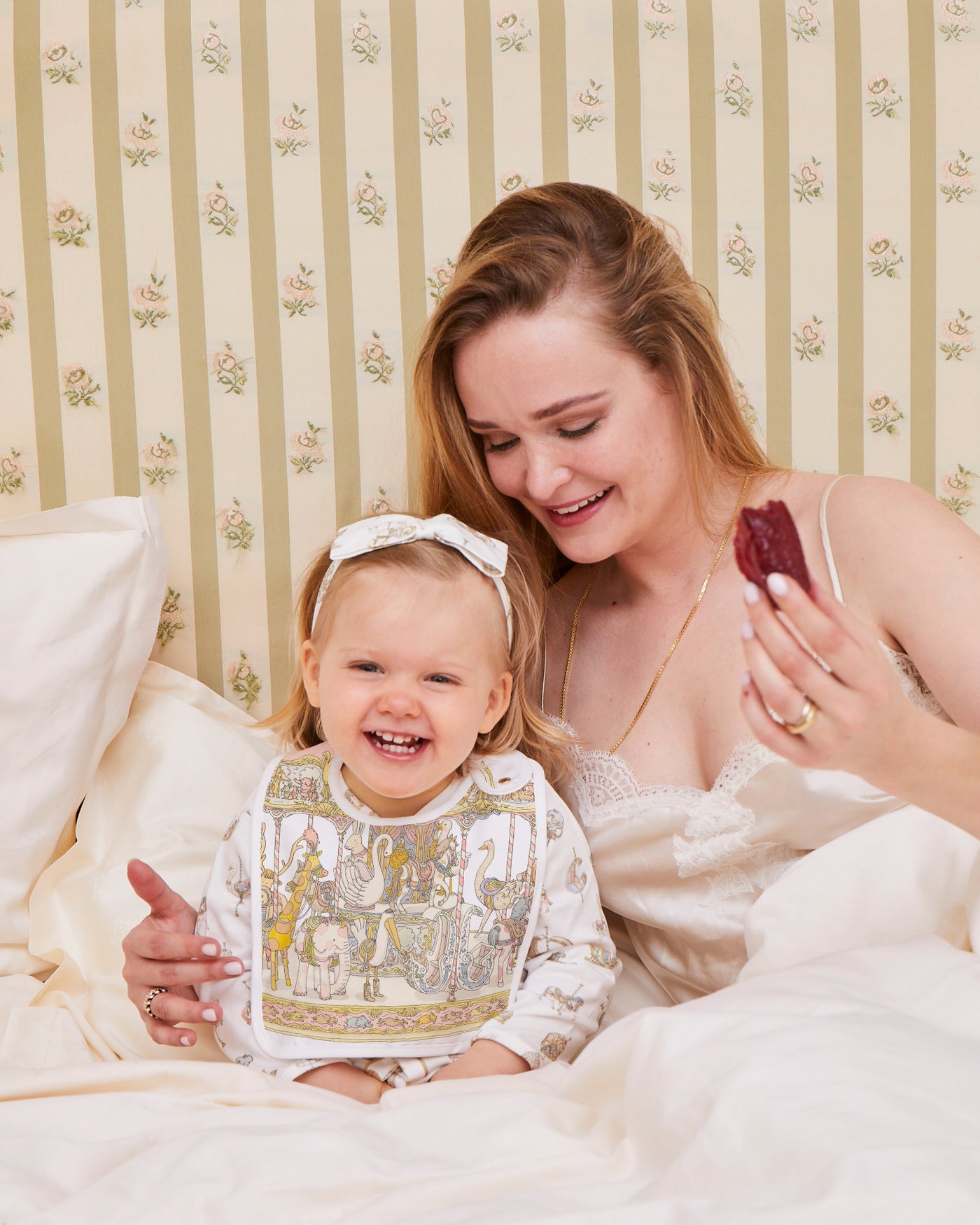 Satin Bib - Carousel Pink