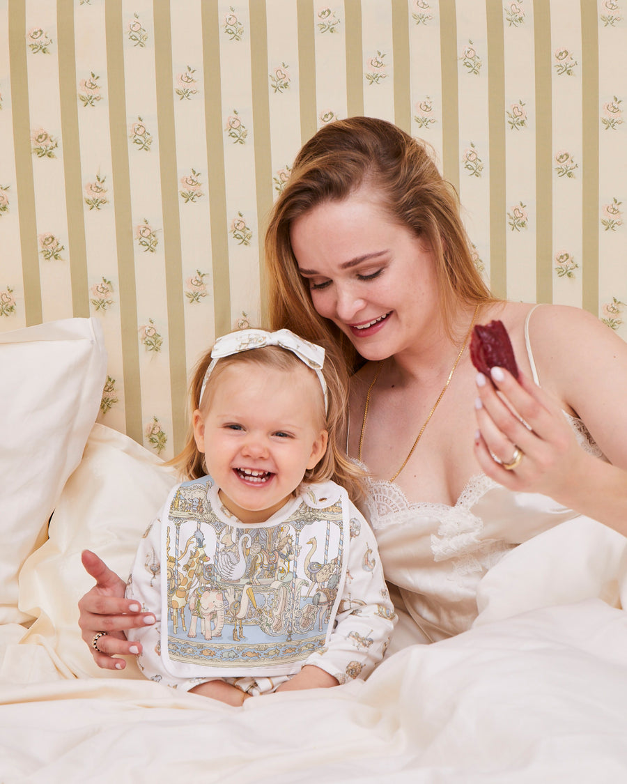 Satin Bib - Carousel Blue