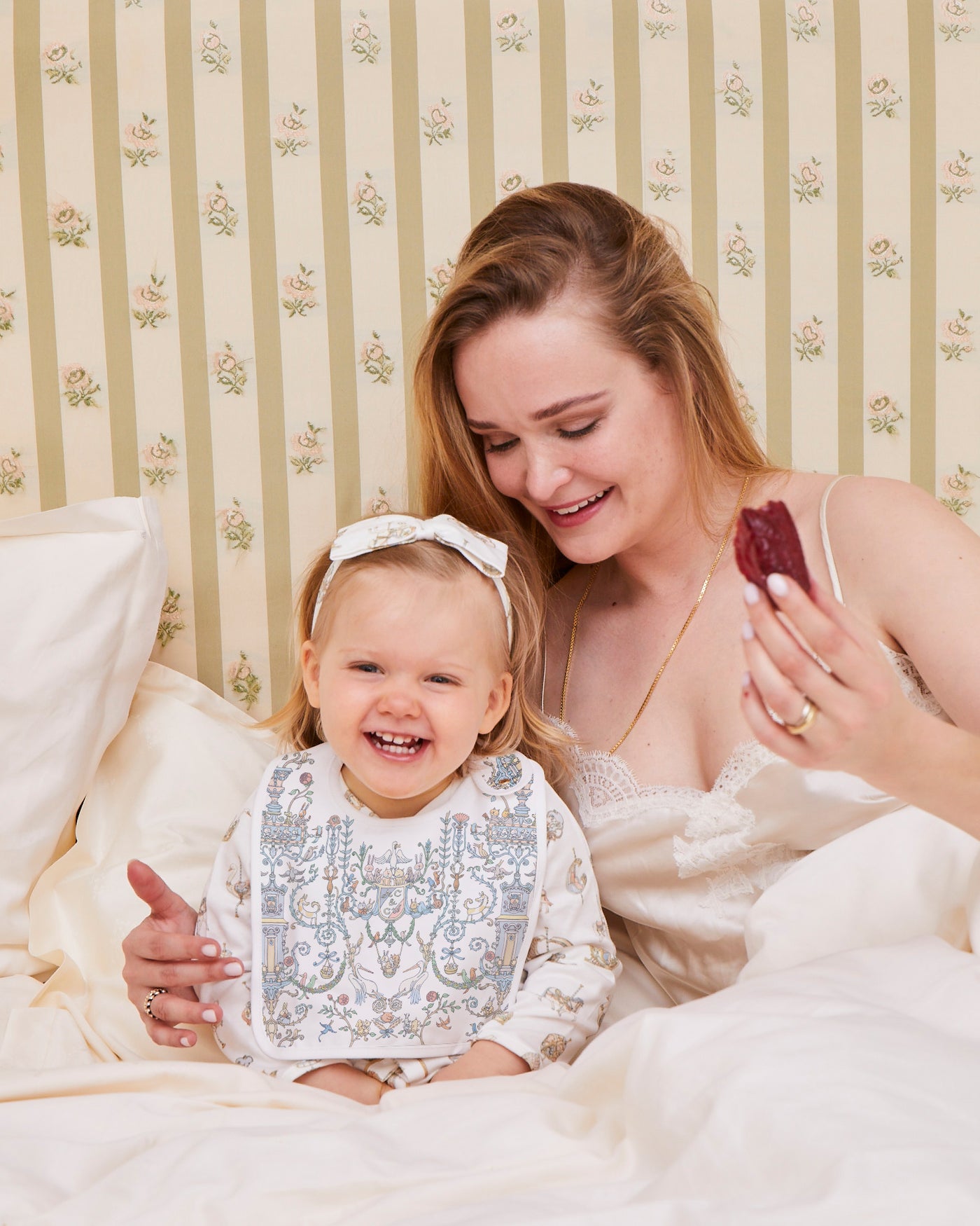 Satin Bib - Toile de Jouy Blue – Atelier Choux & Caitlin Wilson