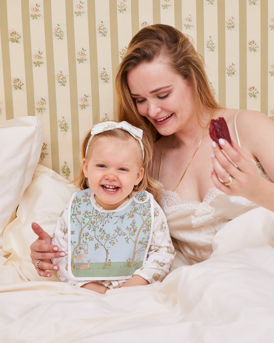 Satin Bib - In Bloom Blue