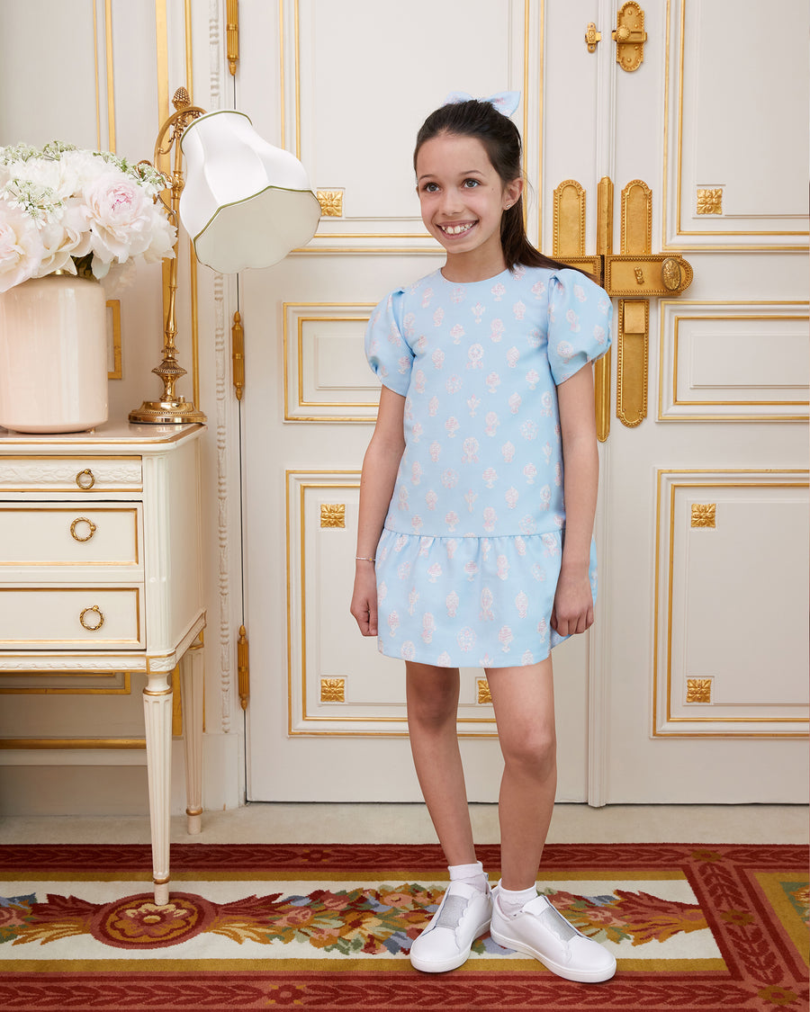 Lucie Dress - Brocade 'N' Blue