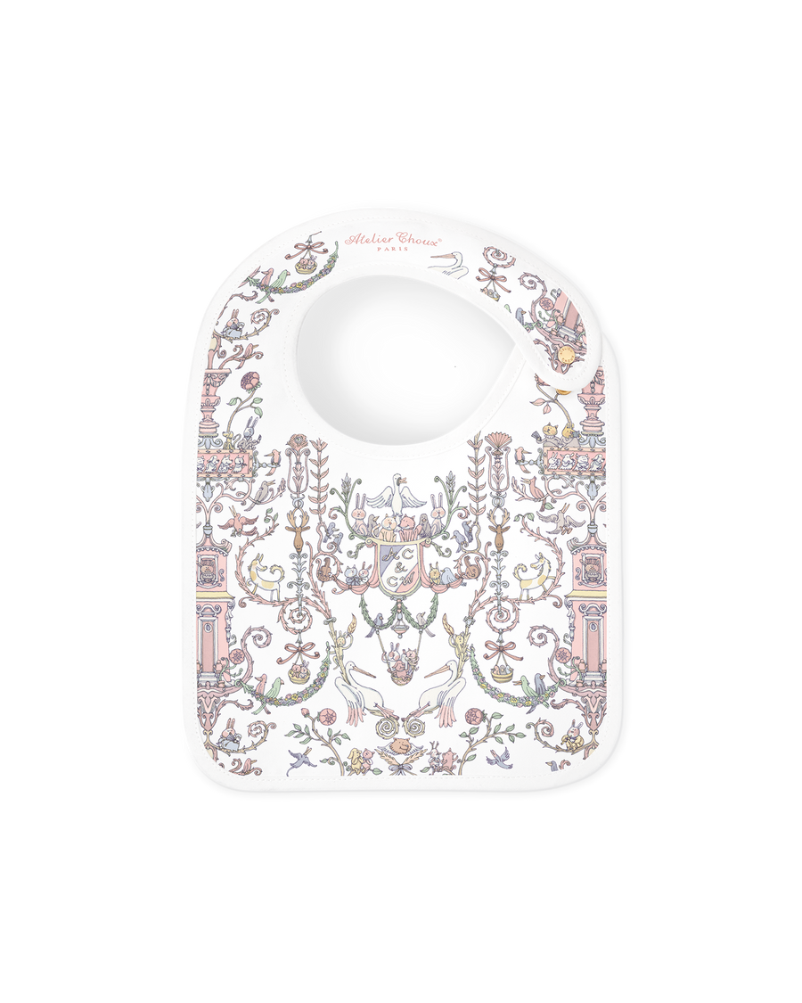 Satin Bib - Toile de Jouy Pink – Atelier Choux & Caitlin Wilson