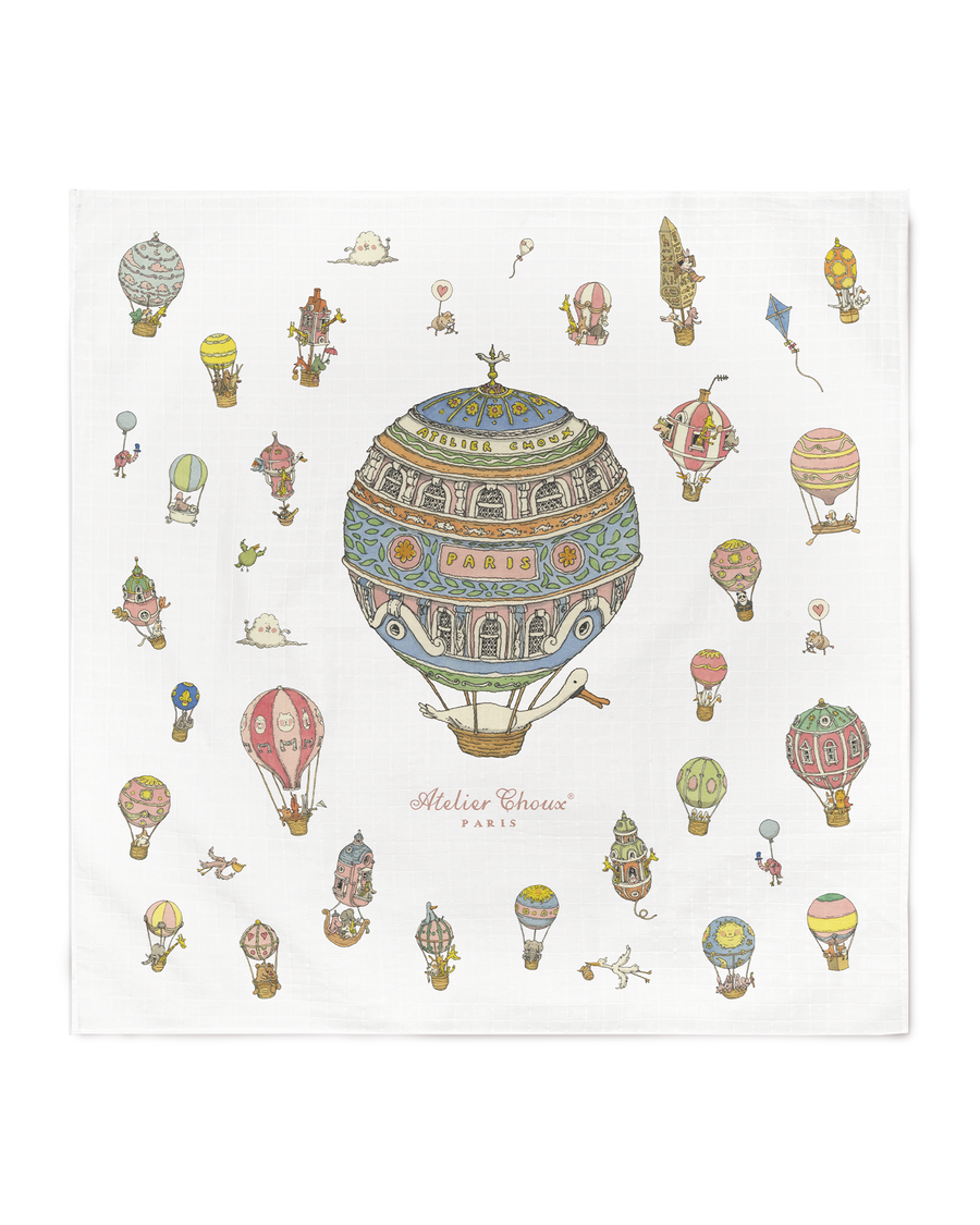Carré & Satin bib set - Hot Air Balloons