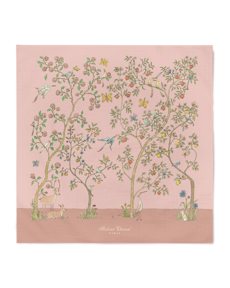 Carré & Satin Bib Set - In Bloom Pink