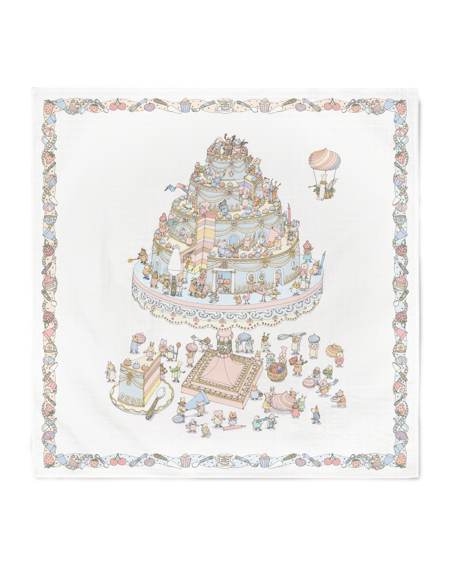 Carré & Satin Bib Set - Le Gâteau (Cake!)