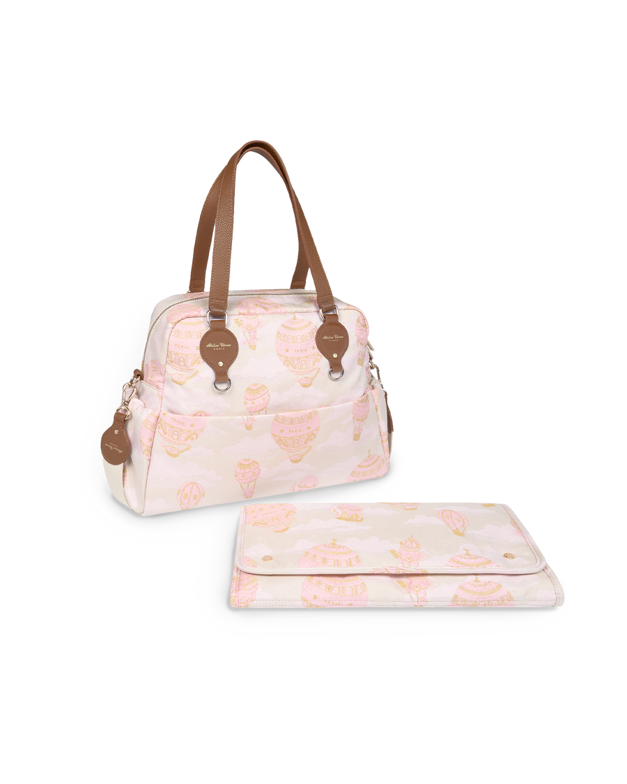 Changing Bag - Hot Air Balloons Jacquard Pink