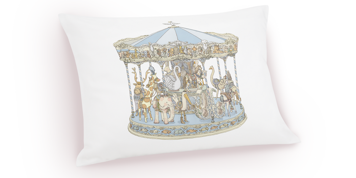 Satin Cushion - Carousel Blue