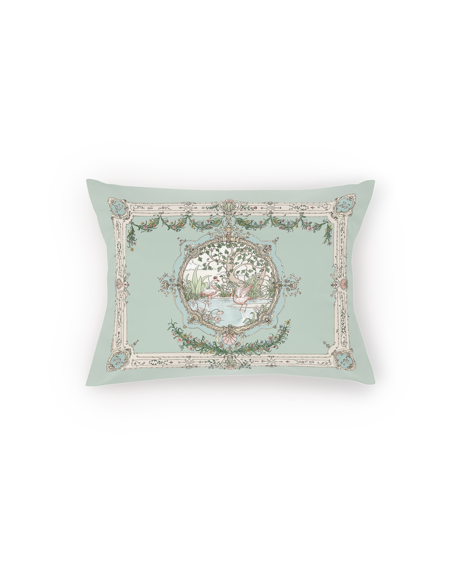 Satin Cushion - Tapestry Olive Green