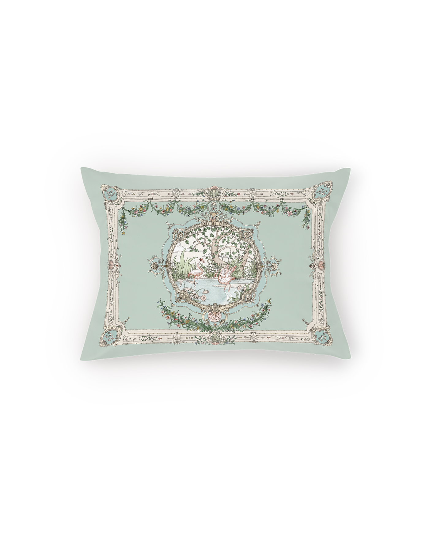 Satin Cushion - Tapestry Olive Green