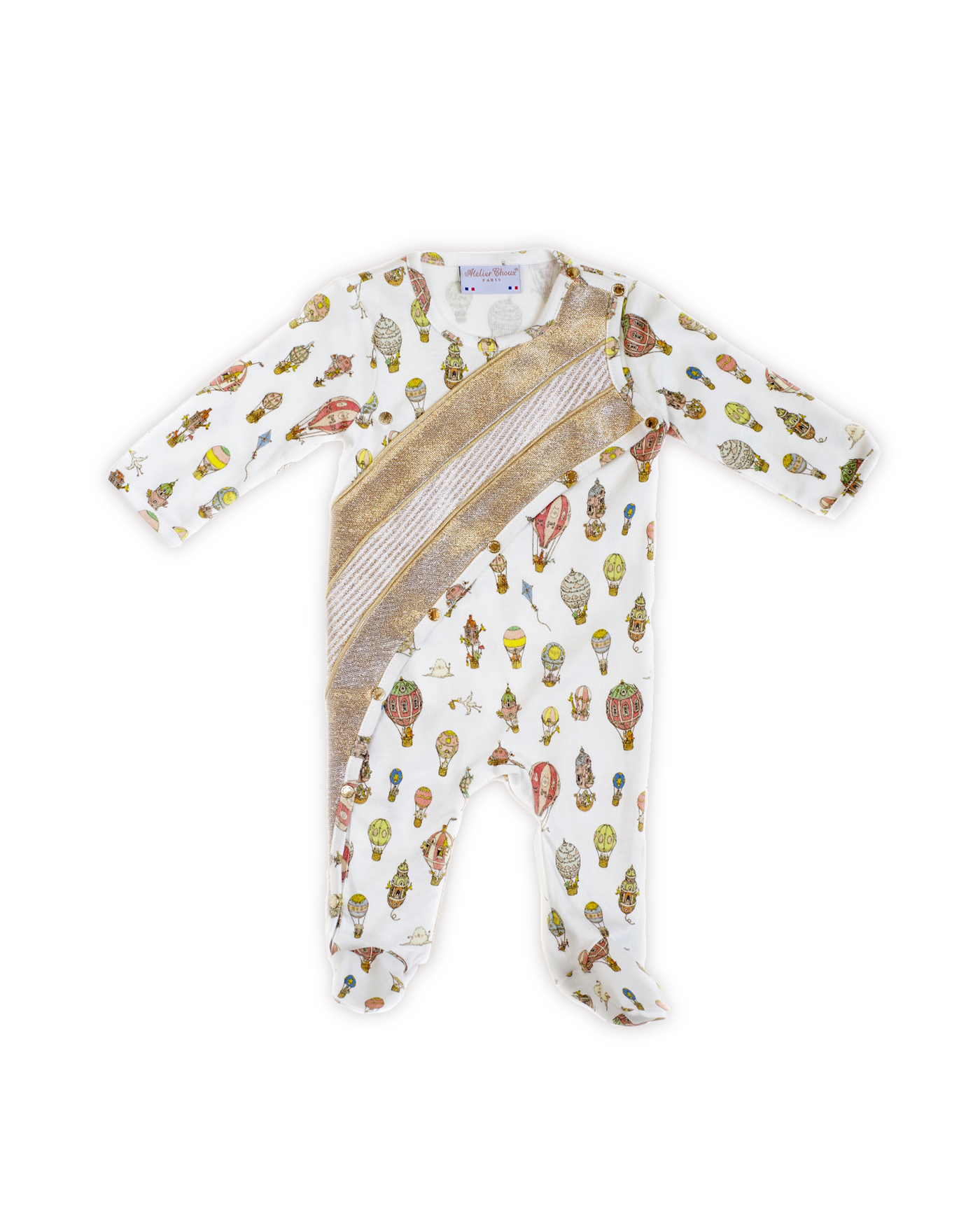 Gold Playsuit - Hot Air Balloons