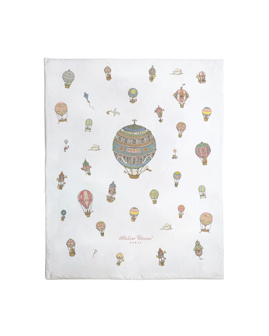 Reversible Quilt - Hot Air Balloons / Carousel Blue