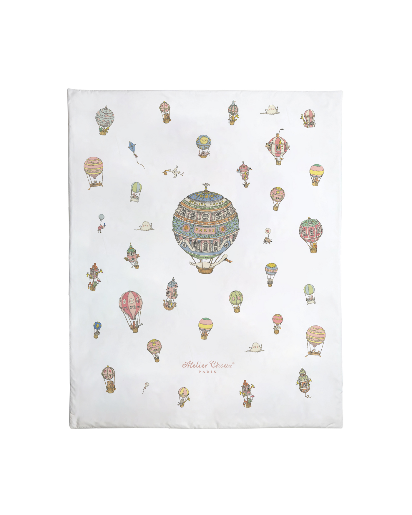 Reversible Quilt - Hot Air Balloons / Carousel Blue