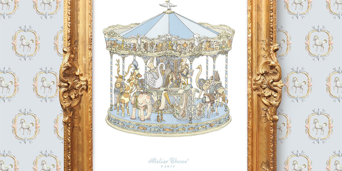 Art Print Carousel Blue Atelier Choux art-print-carousel-blue-atelier-choux