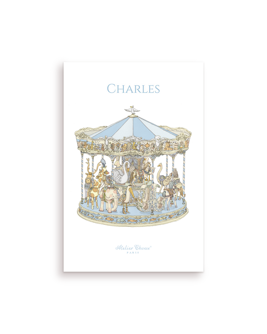Personalized Art Print - Carousel Blue