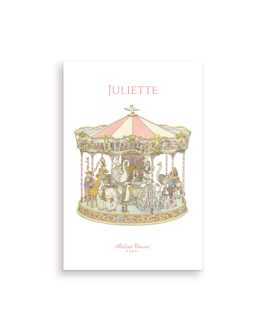 Personalized Art Print - Carousel Pink