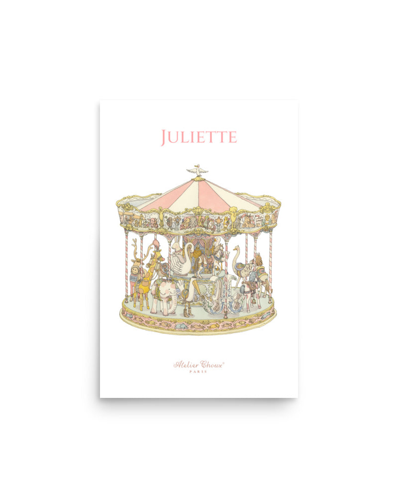 Personalized Art Print - Carousel Pink