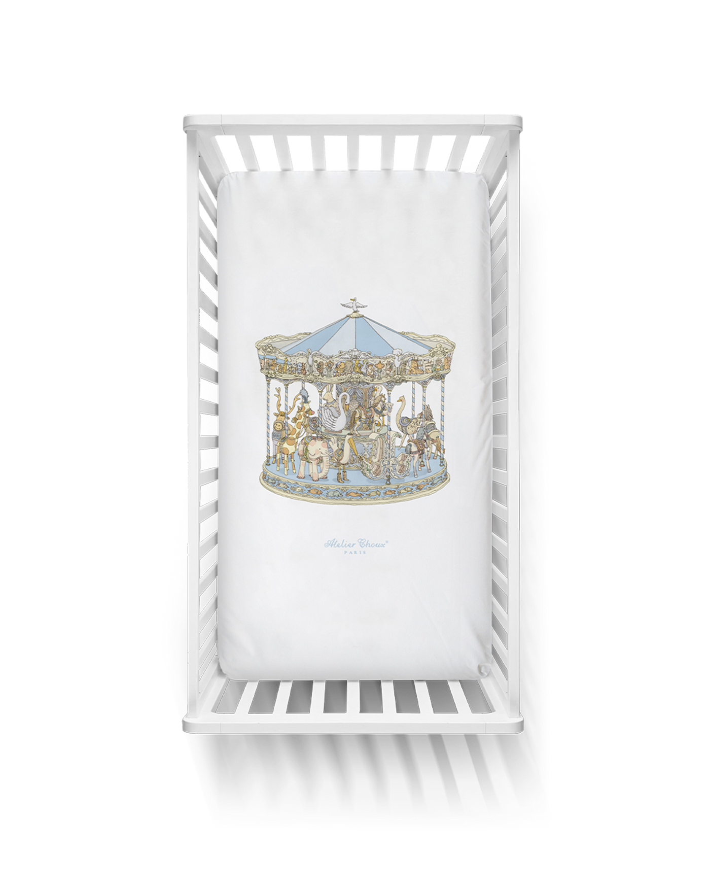 Crib Fitted Sheet - Carousel Blue