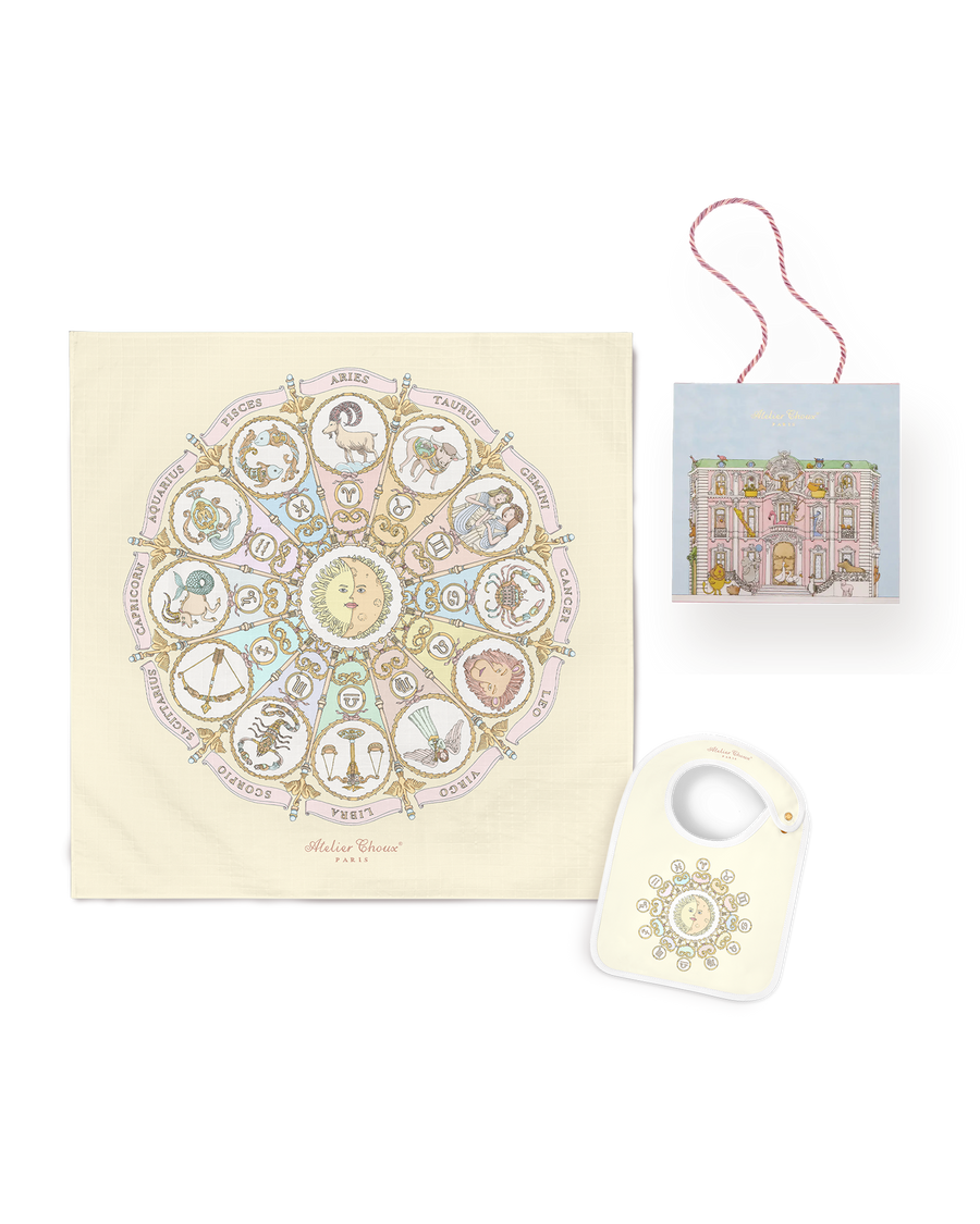 Carré & Satin Bib Set - Zodiac Yellow