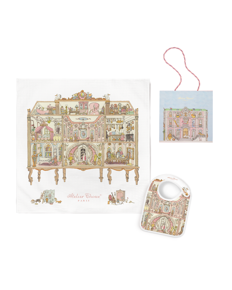 Carré & Satin Bib Set - Dollhouse