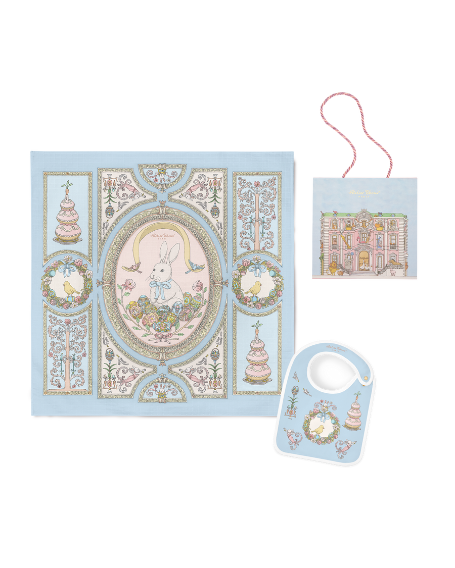 Carré & Satin Bib Set - Spring Bunny