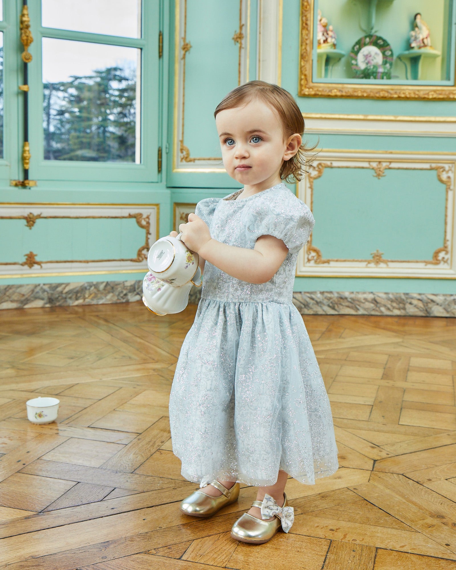Crib Fitted Sheet - Carousel Blue • Atelier Choux