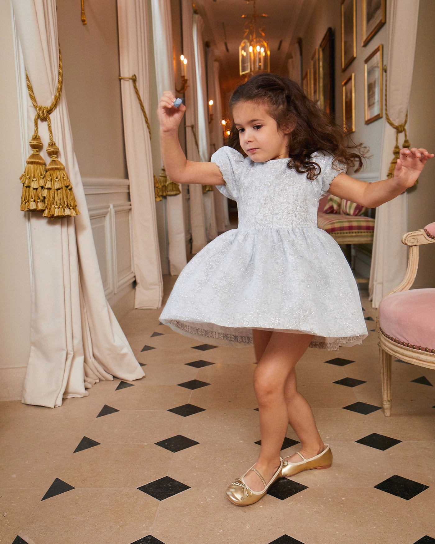 Mini Marie Dress - Sparkly Toile de Jouy Atelier Choux Mini Marie Dress - Sparkly Toile de Jouy Atelier Choux