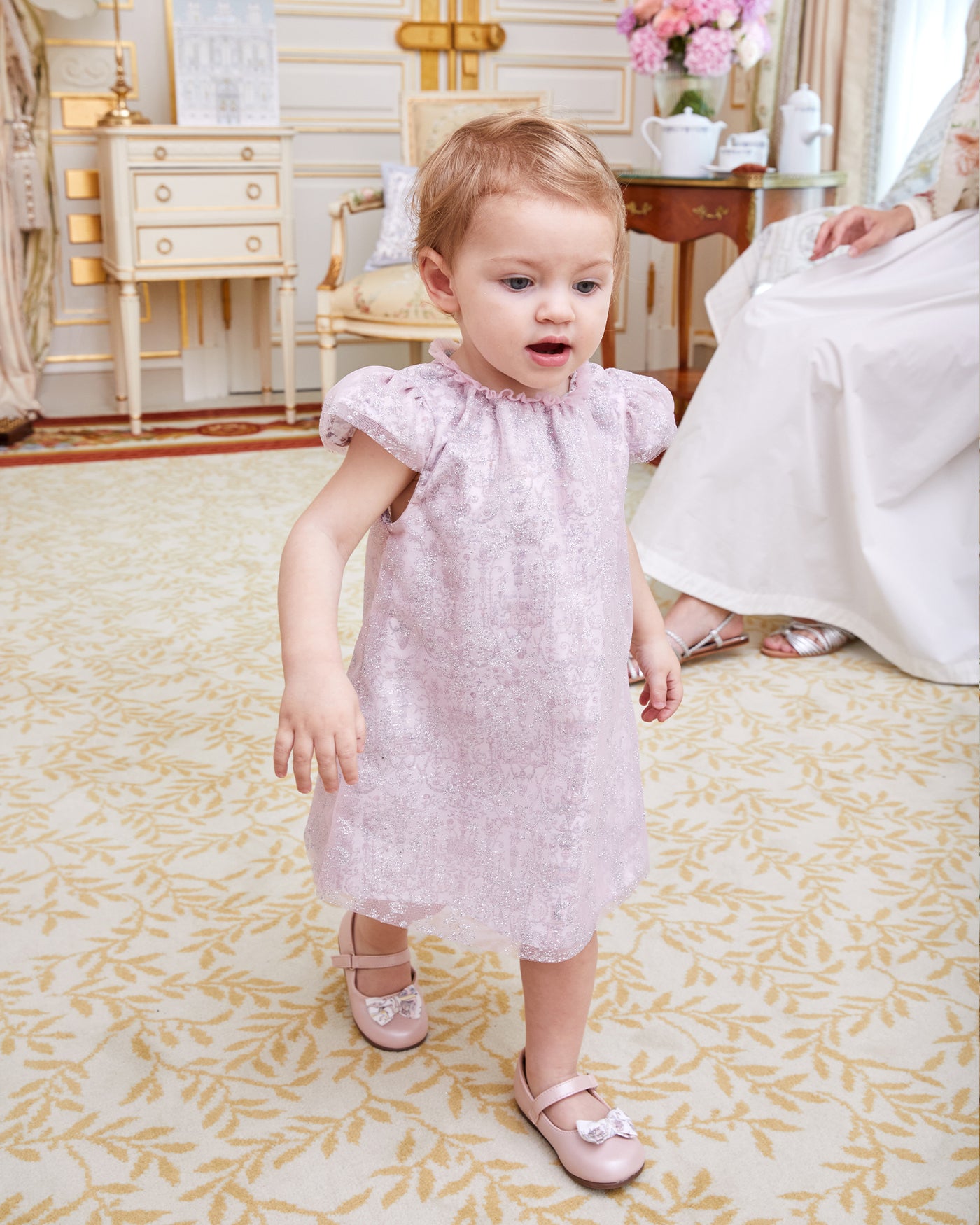 Clara Dress Bébé- Sparkly Toile de Jouy