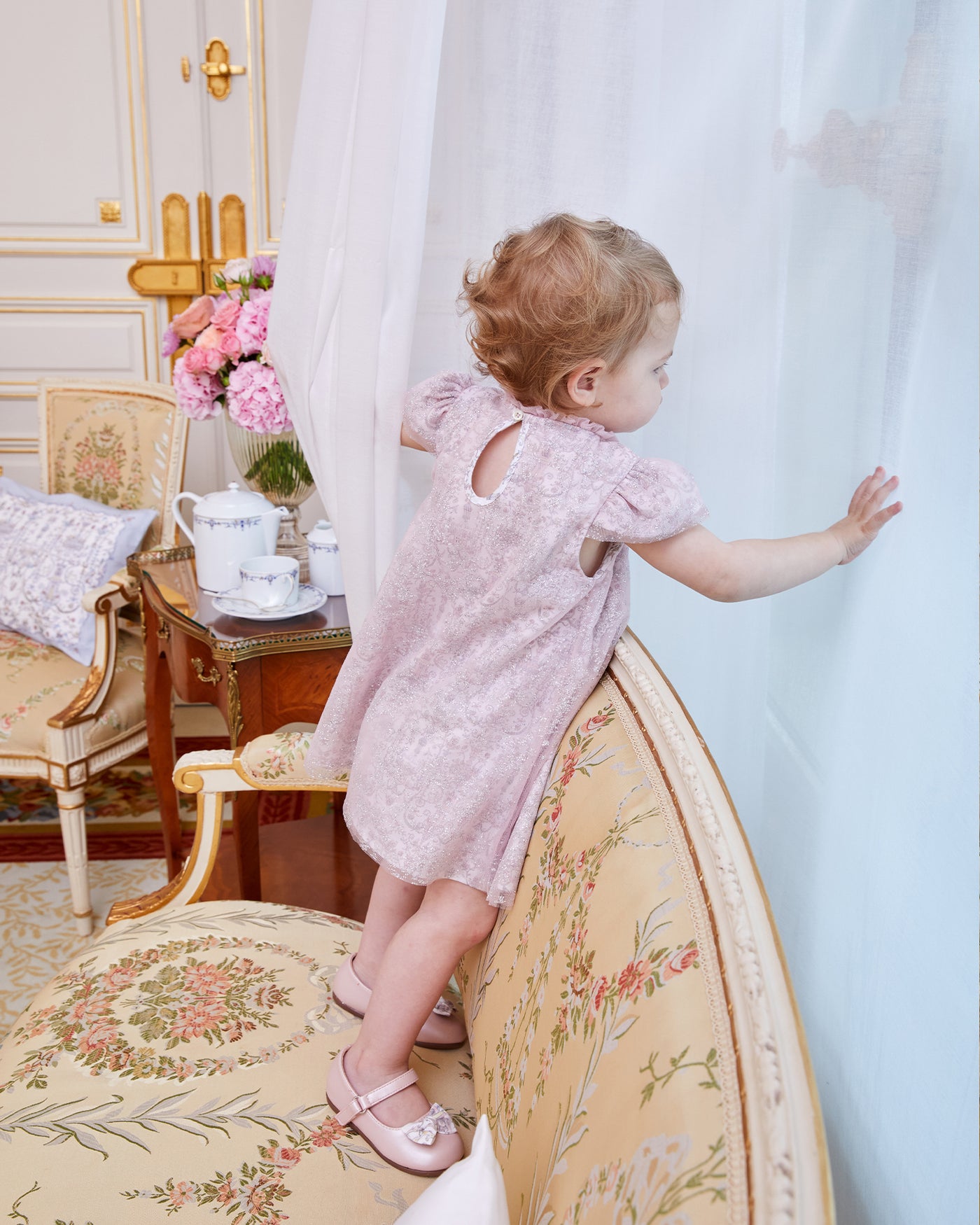 Clara Dress Bébé- Sparkly Toile de Jouy