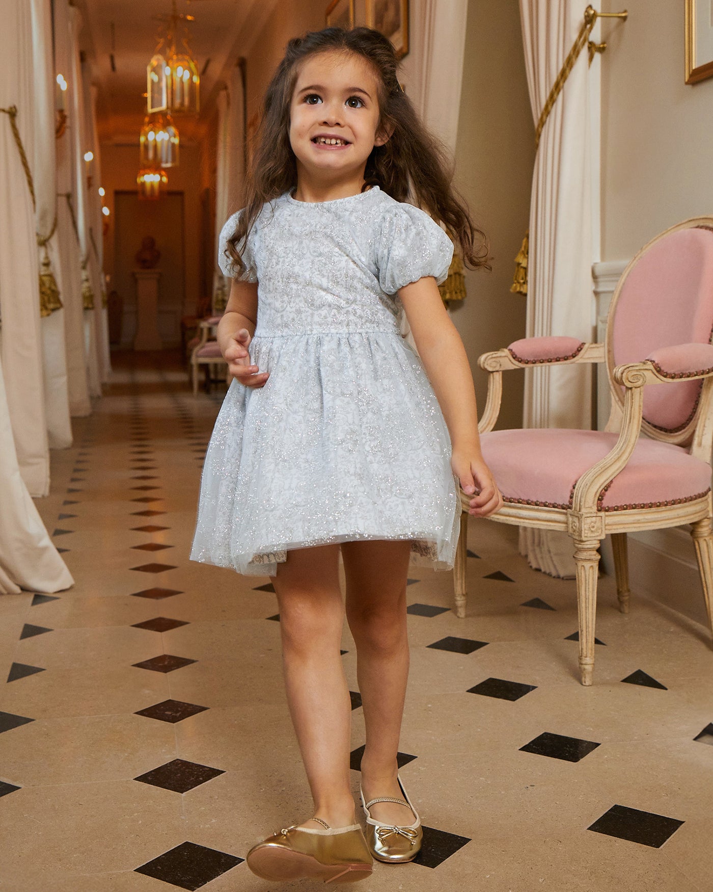 Mini Marie Dress - Sparkly Toile de Jouy