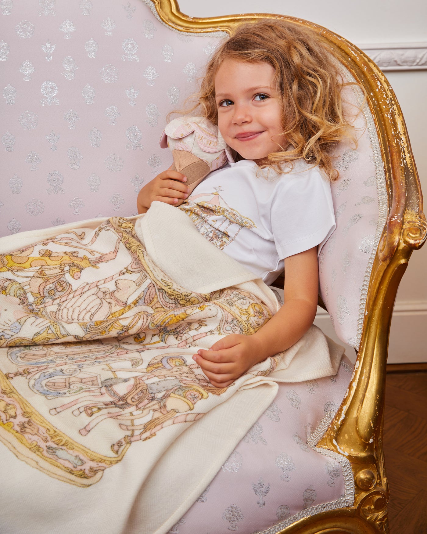 Couverture en cachemire – Carrousel Rose 100 x 80 cm