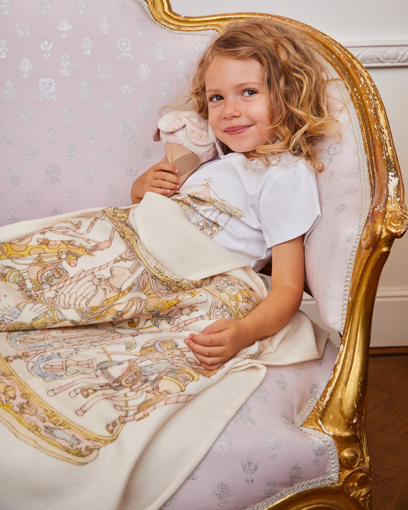 Couverture en cachemire – Carrousel Rose 100 x 80 cm