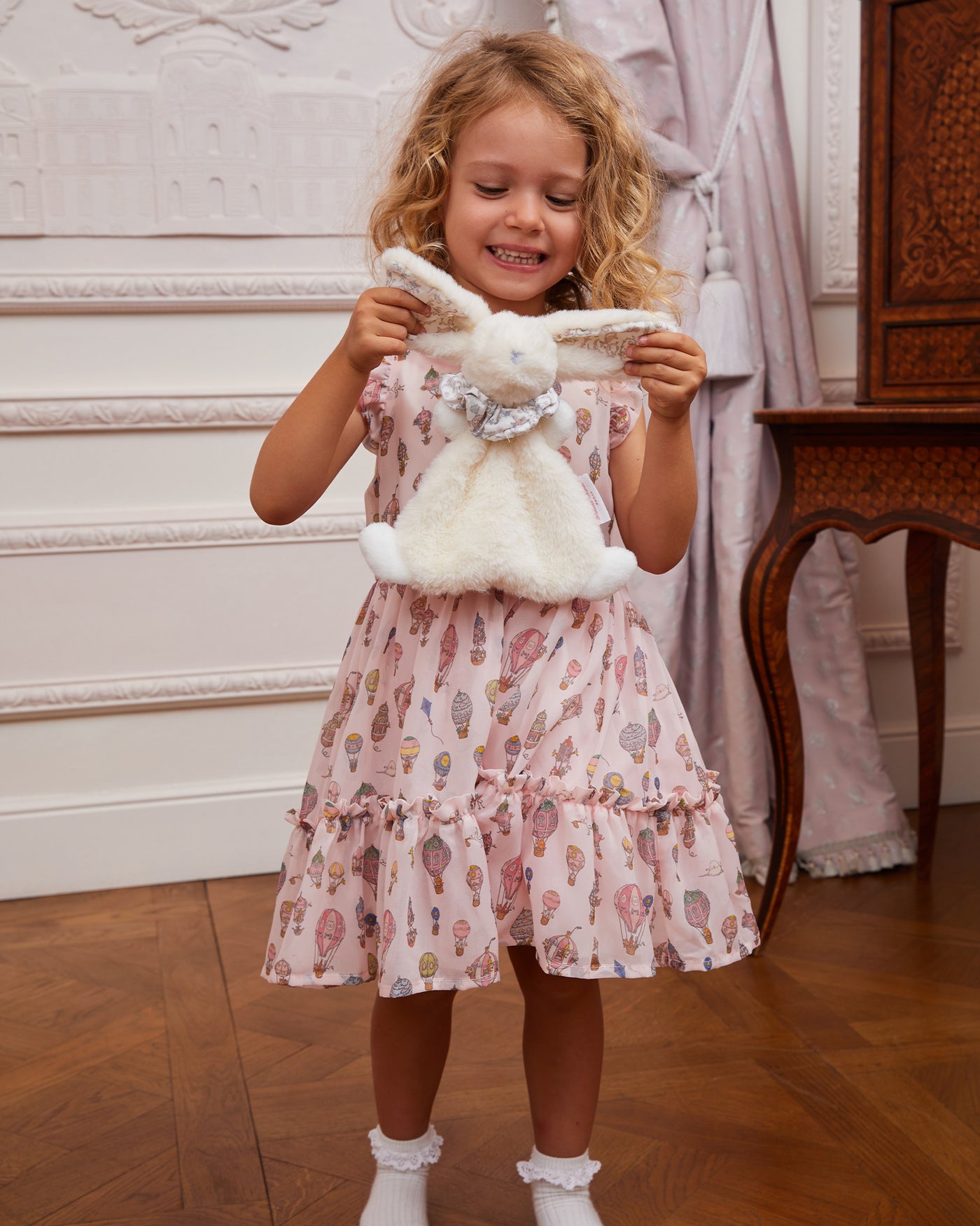 Doudou Lapin - Toile de Jouy