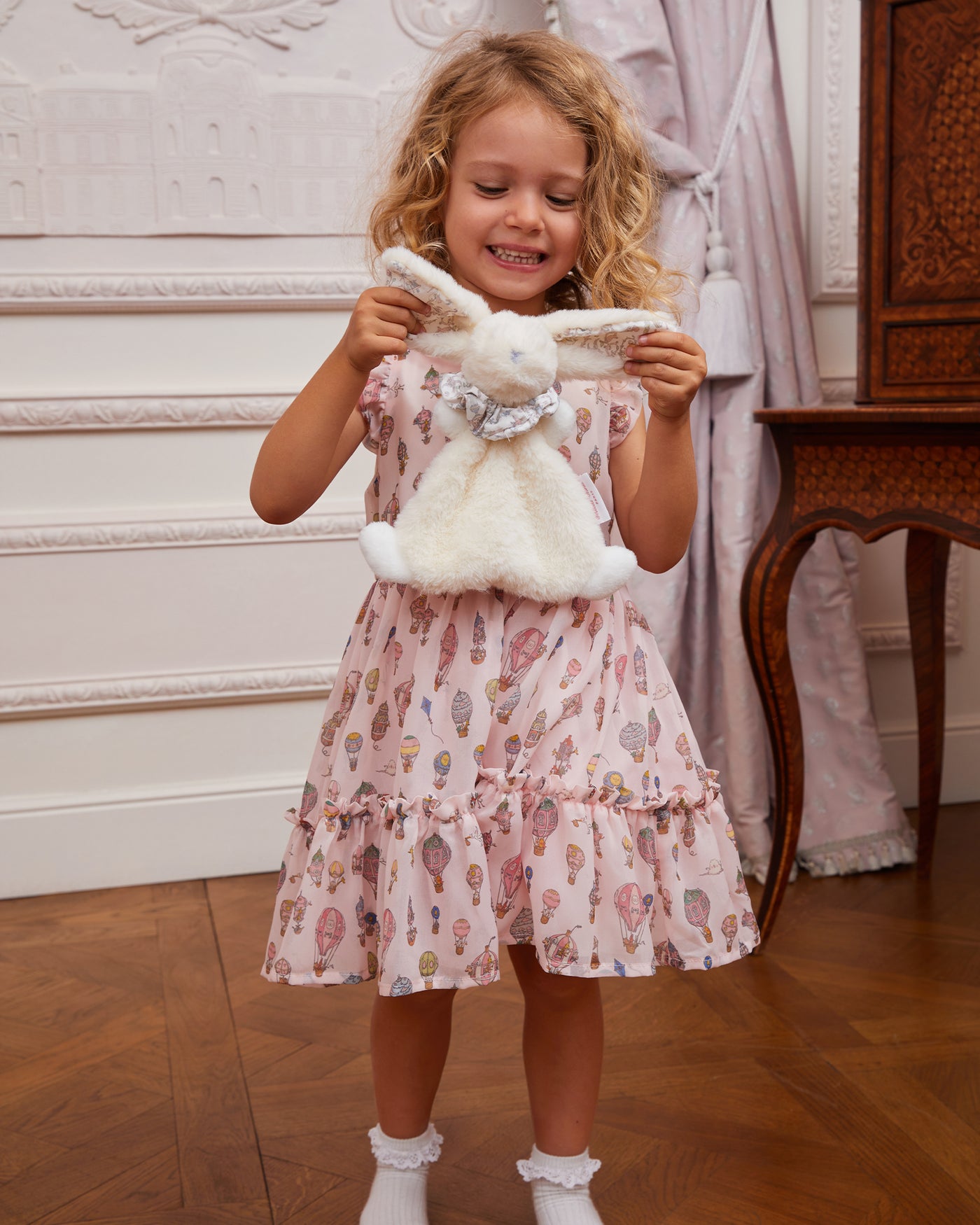 Doudou Lapin - Toile de Jouy