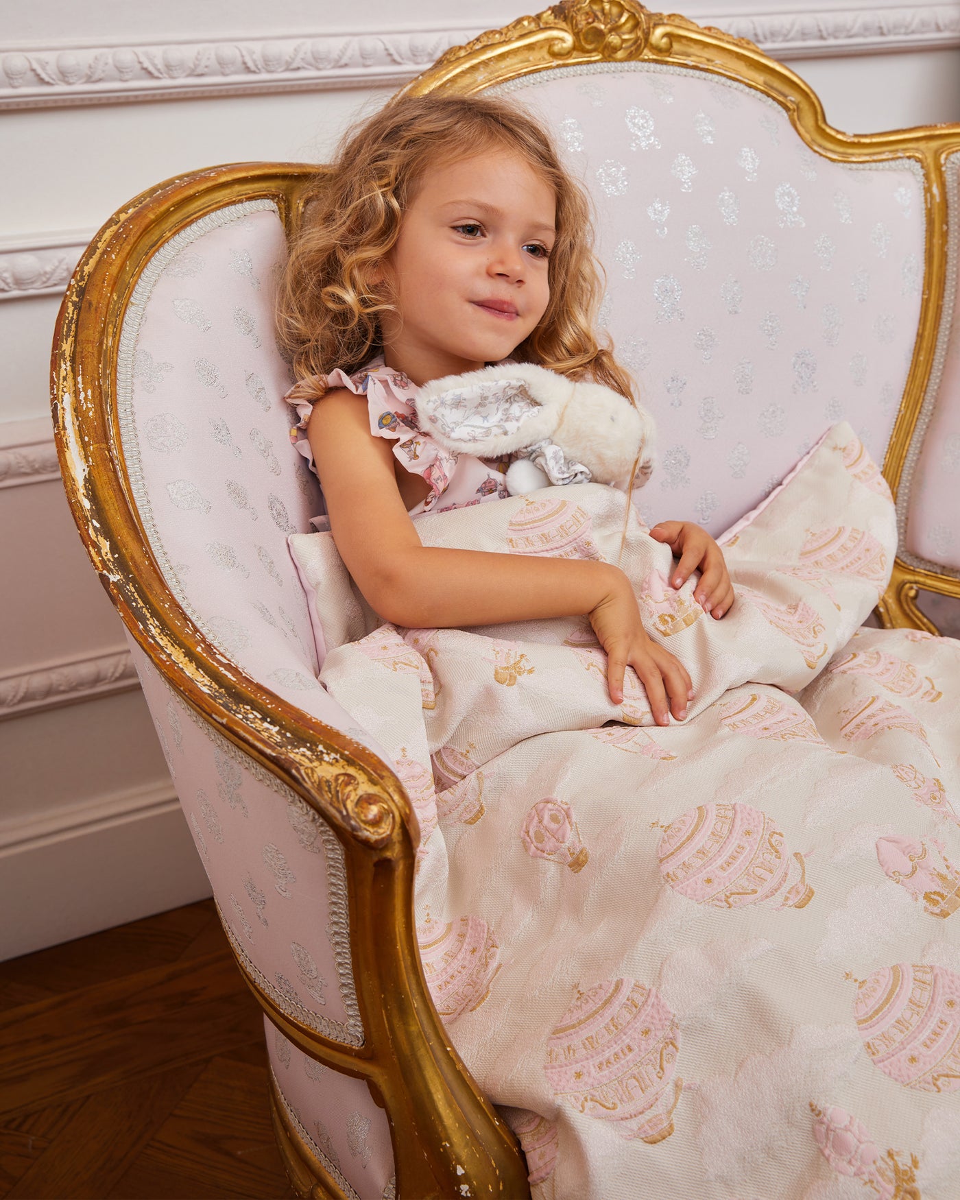 Coperta jacquard con mongolfiere - Rosa