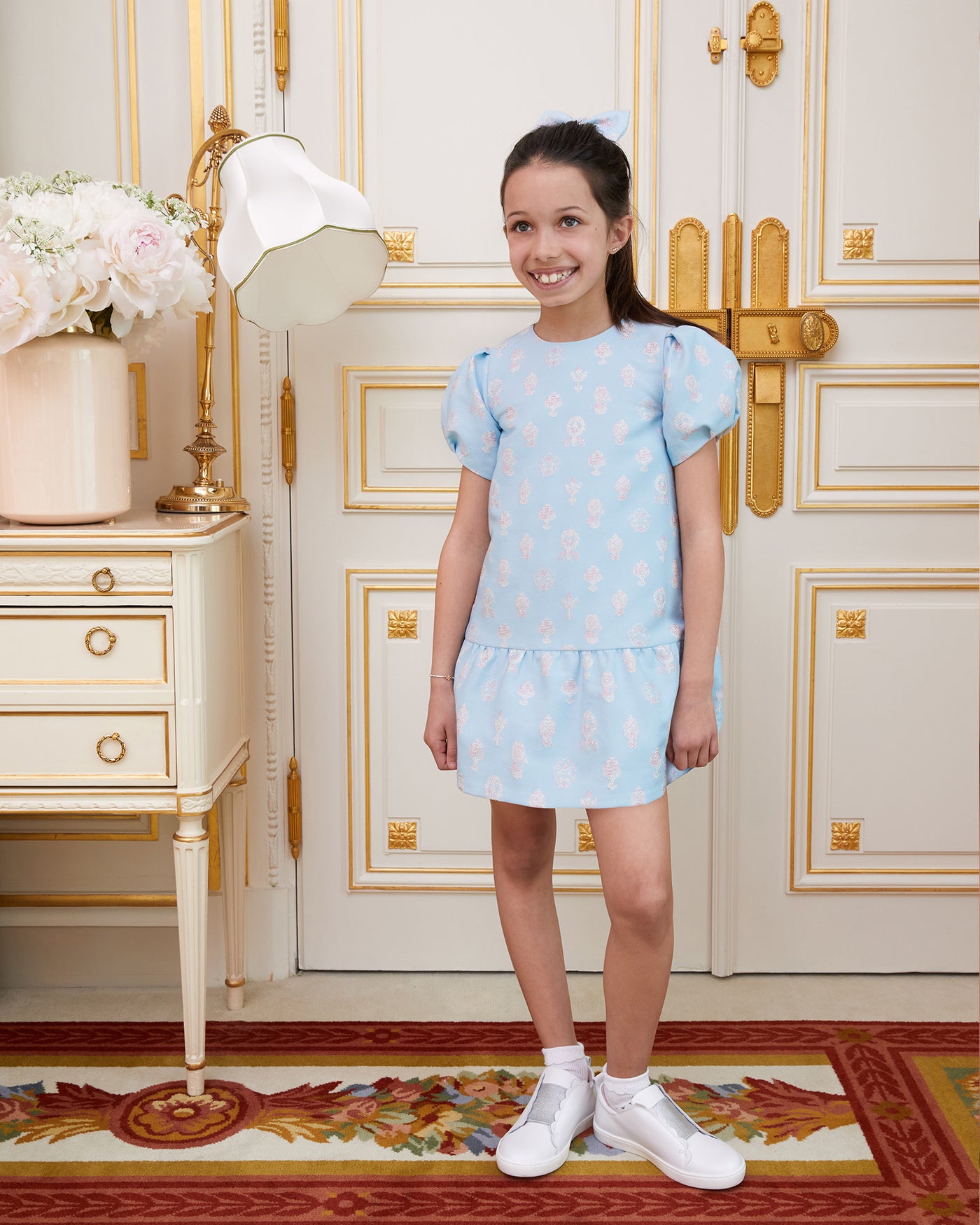 Lucie Dress - Brocade 'N' Blue