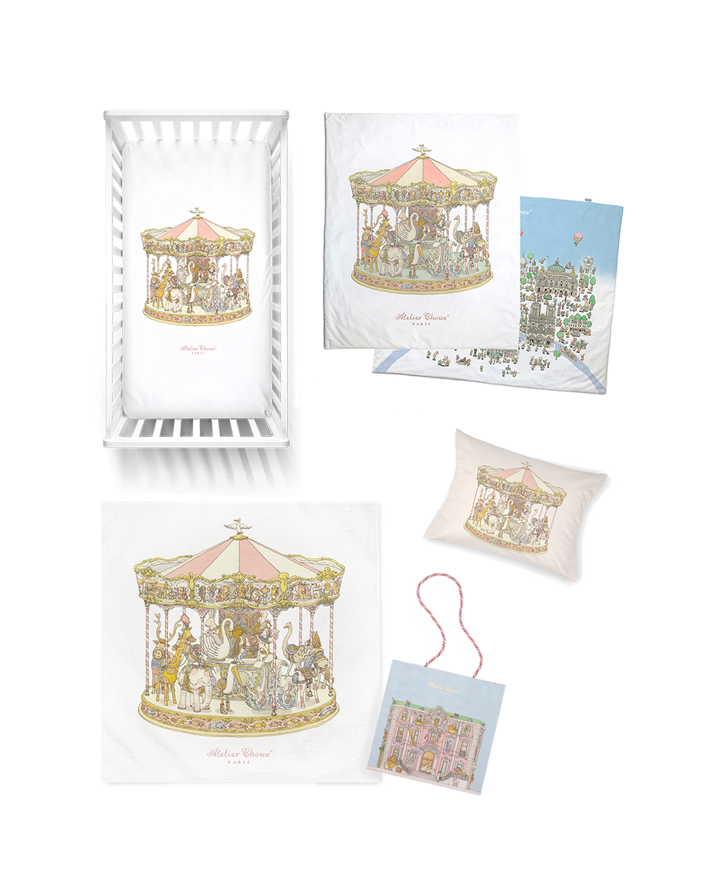Nursery Gift Set - Carousel Pink • Atelier Choux Nursery Gift Set - Carousel Pink • Atelier Choux