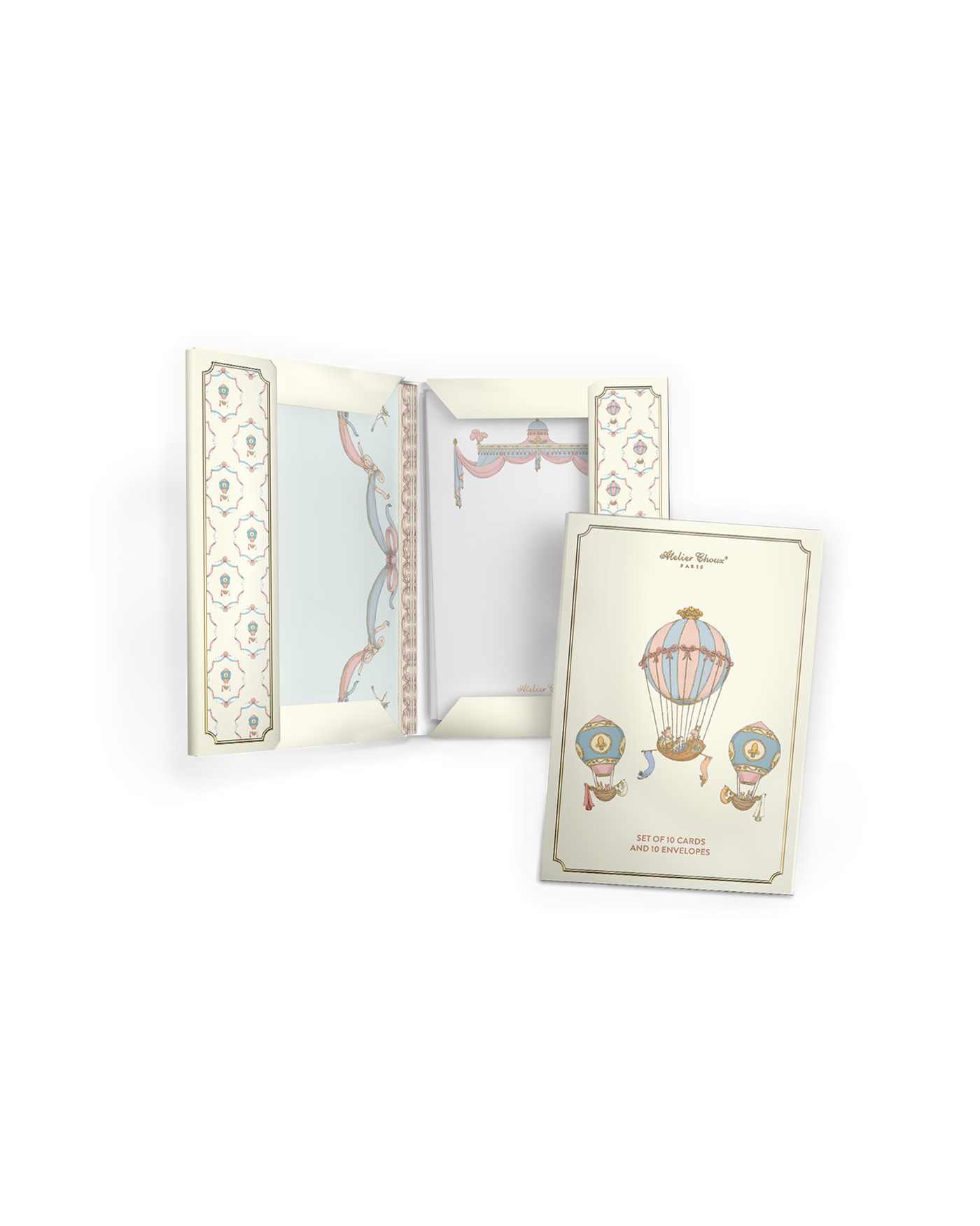 Stationery Set - Sophisticated Hot Air Balloons (Set of 10)