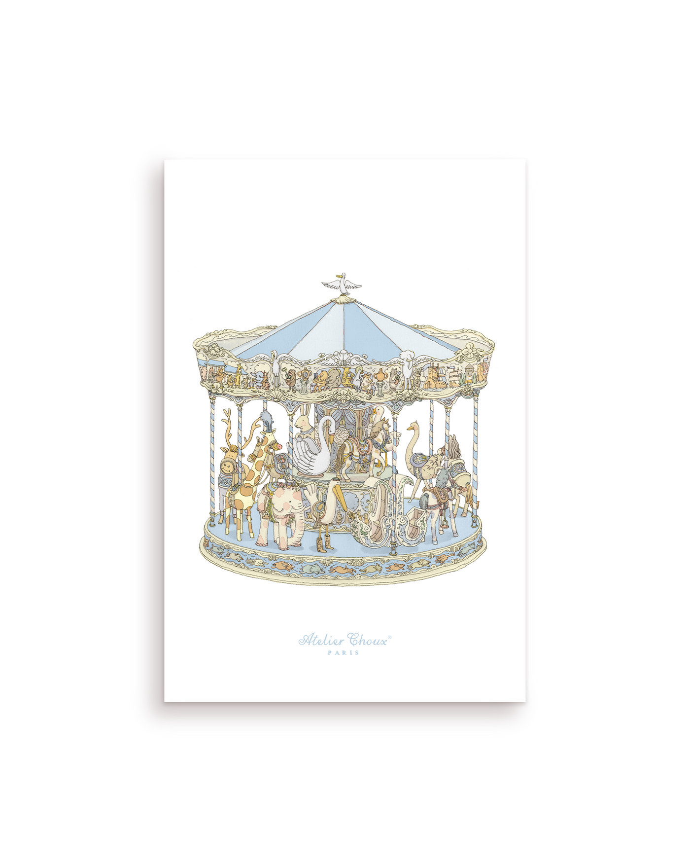 Personalized Art Print - Carousel Blue