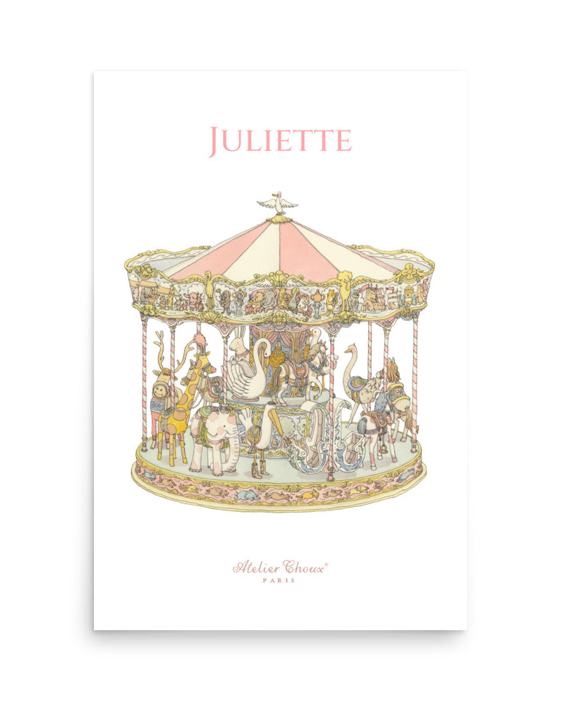 Personalized Art Print - Carousel Pink