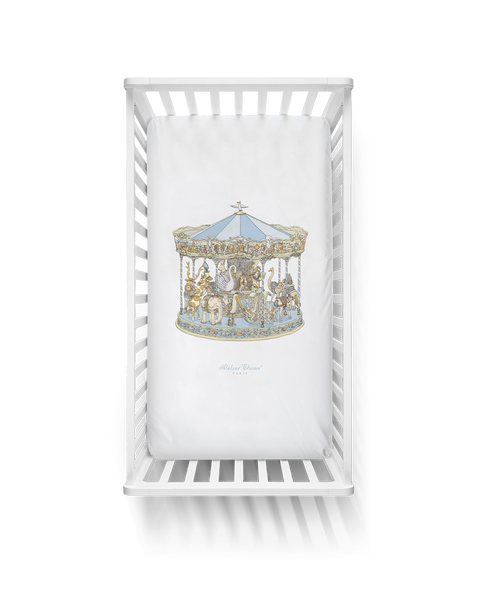 Crib Fitted Sheet - Carousel Blue • Atelier Choux