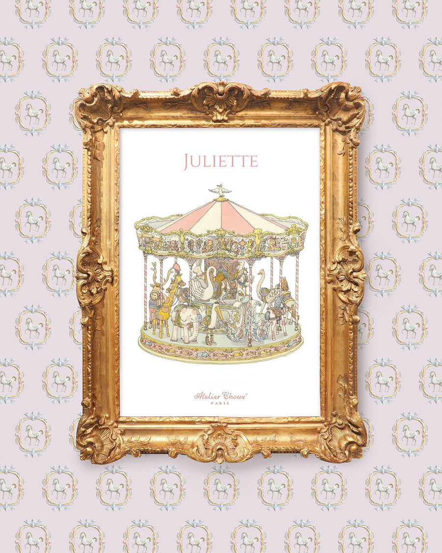 Personalized Art Print - Carousel Pink