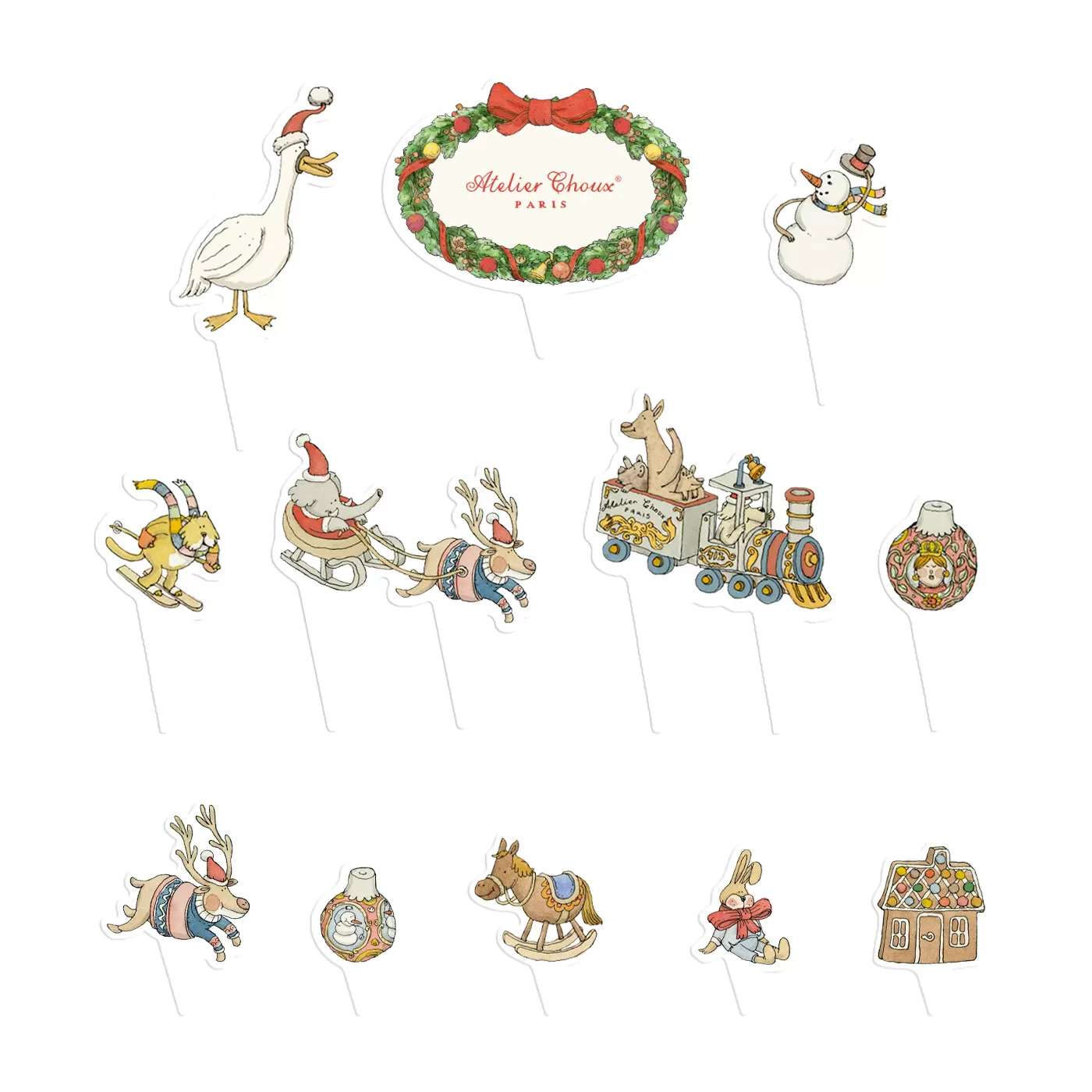 Mini Cake Toppers – Christmas – Set of 12 - Atelier Choux