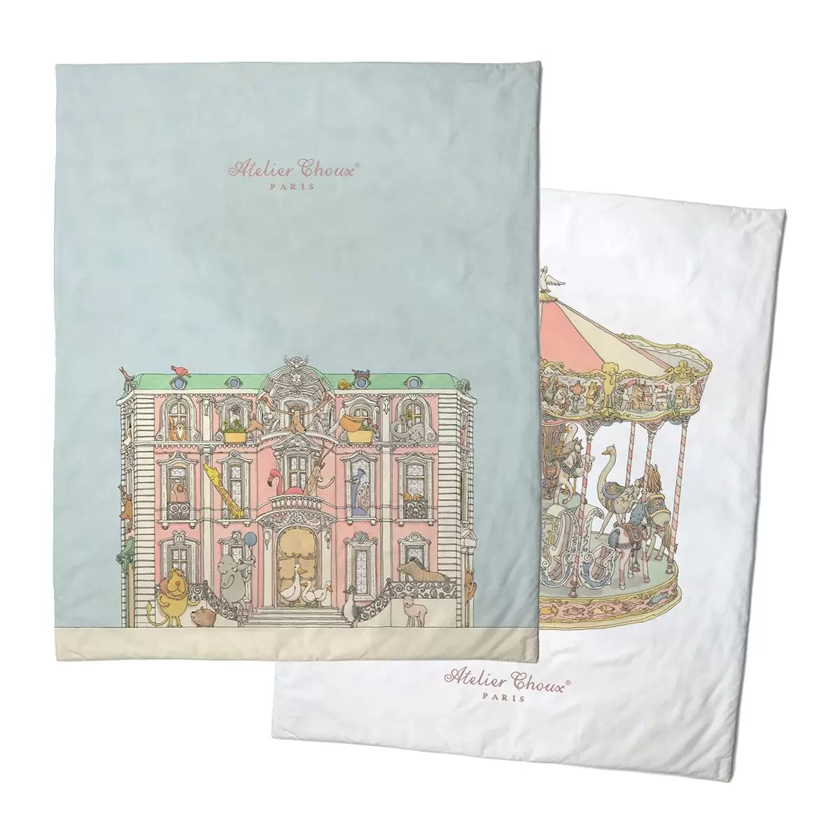 Reversible Quilt - Monceau Mansion / Carousel Pink